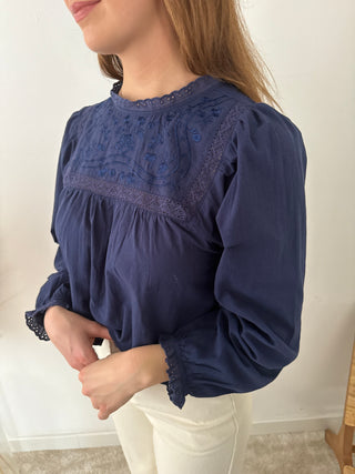 Navy romantic blouse