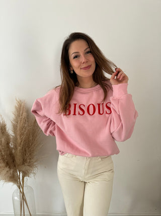 Pink bisous sweater