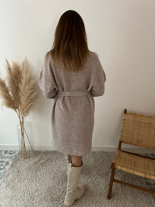 Taupe turtleneck sweater dress