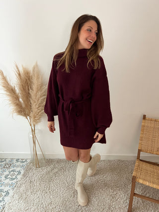 Burgundy turtleneck sweater dress