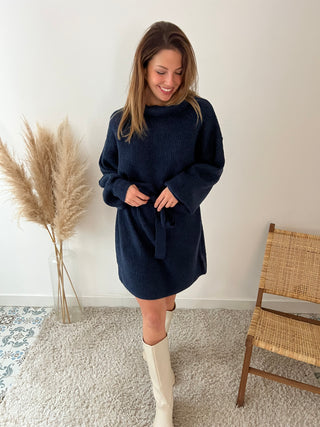 Navy turtleneck sweater dress