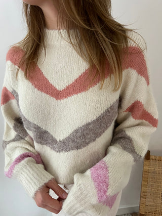 Colorful stripes beige knit