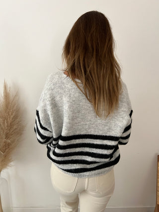 Black heart striped sweater