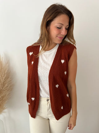 White hearts brick knit vest