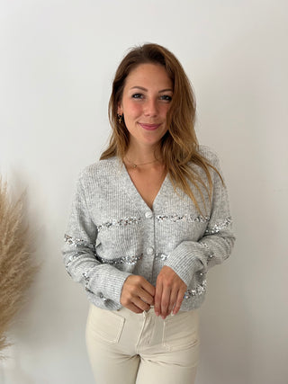 Glitter details grey cardigan
