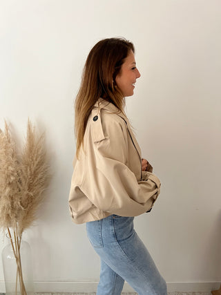 Beige crop trench jacket