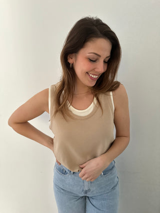 Double layer beige top