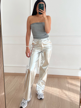 Silver metallic pants