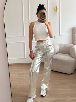 Silver metallic pants