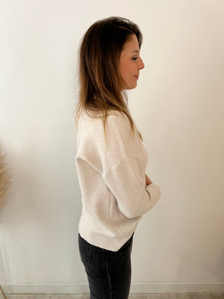 Soft beige simple turtleneck knit