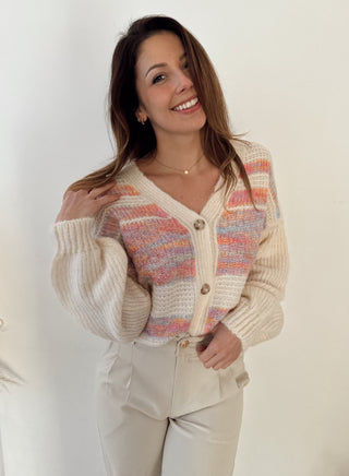 Pastel colors soft button knit